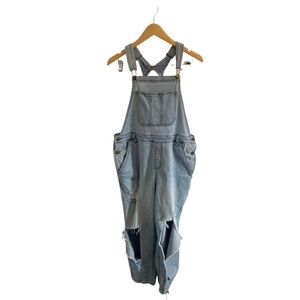 Refuge Light Blue Denim Distressed Over Alls